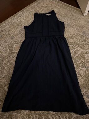 LOFT Navy Sleeveless Textured A-Line Dress